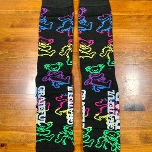 Grateful Dead Socks Mens Rainbow DANCING Jerry BEARS on Black Casual Crew NEW